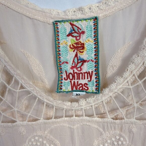 Johnny Was Short Sleeve Top Size XL Light Rose Color Embroidered - Picture 2 of 10
